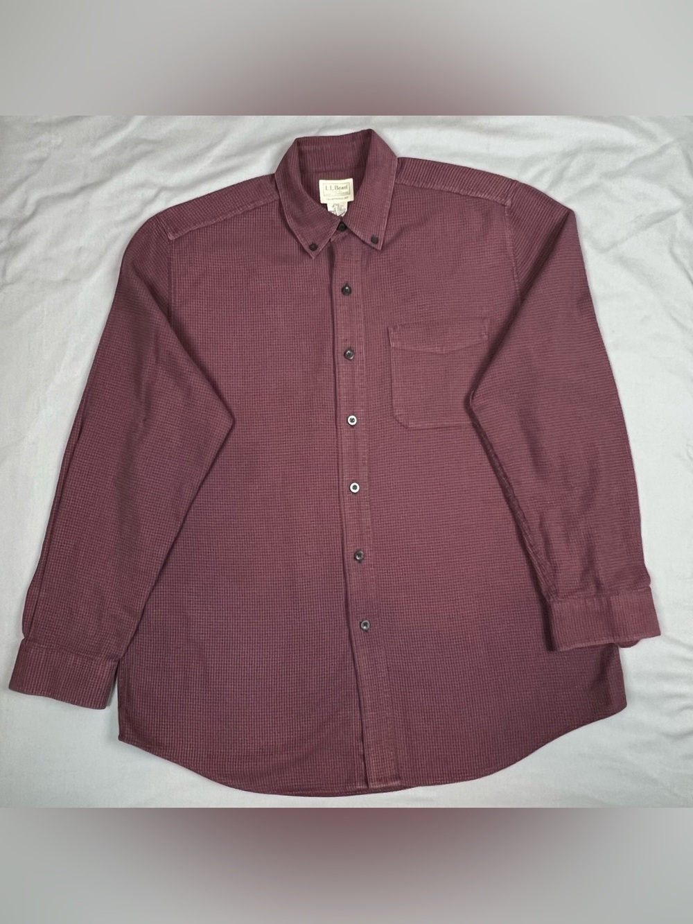 L.L. BEAN Men’s Houndstooth Long Sleeve Flannel Shirt Red/Black Size M